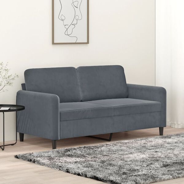 vidaXL Canap&eacute; &agrave; 2 places Gris fonc&eacute; 140 cm Velours