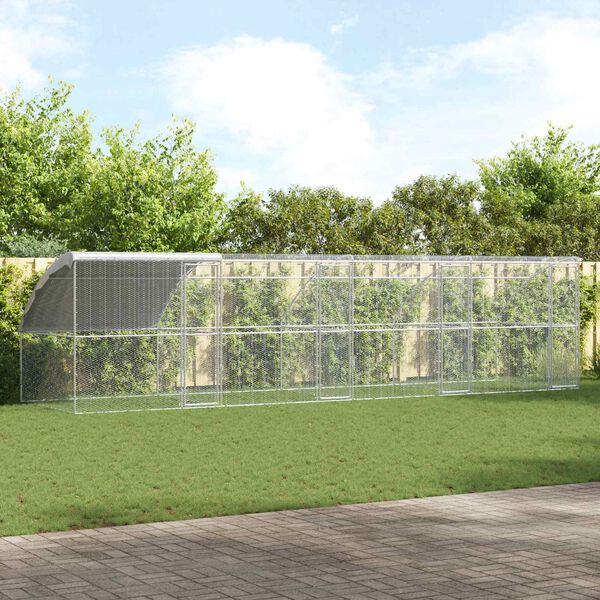 vidaXL Cage &agrave; poules 4 pcs Argent&eacute; 800 x 200 x 200 cm Acier et PE