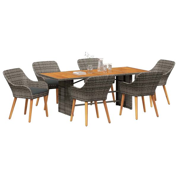 vidaXL Ensemble de salle à manger pour jardin 7 pcs Gris et marron