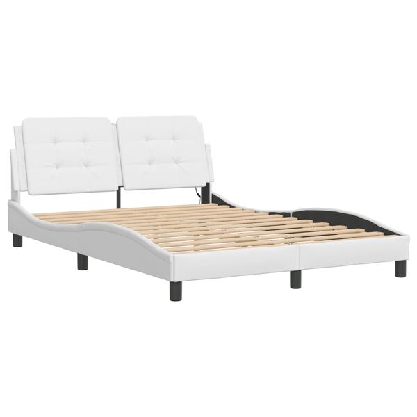 vidaXL Cadre de lit avec LED sans matelas Zadar blanc 137x190 cm