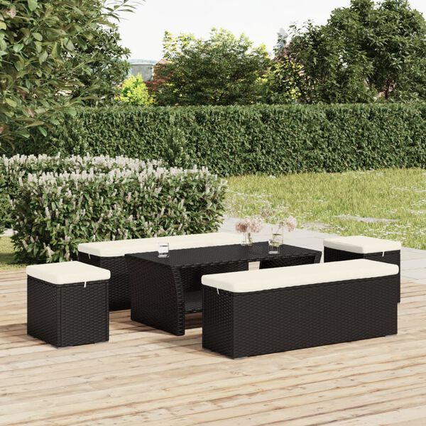 vidaXL Pouf avec coussin noir 40x30x40 cm r&eacute;sine tress&eacute;e