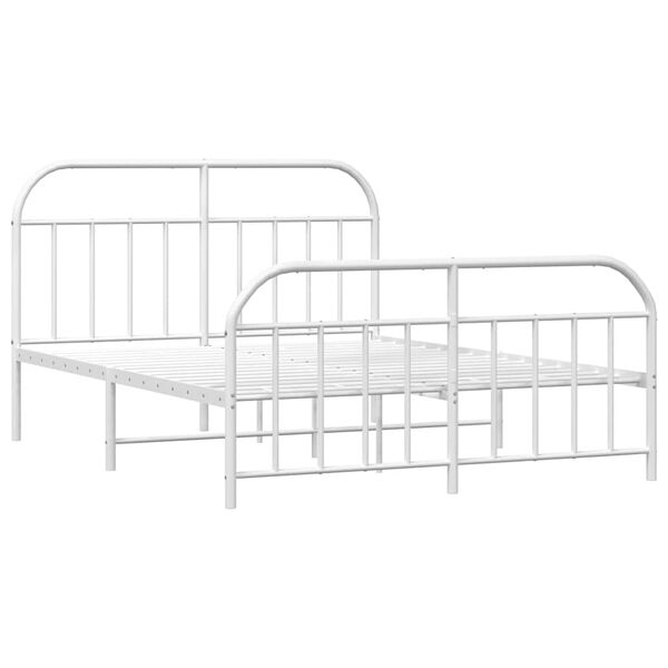 vidaXL Cadre de lit métal sans matelas et pied de lit blanc 183x213 cm