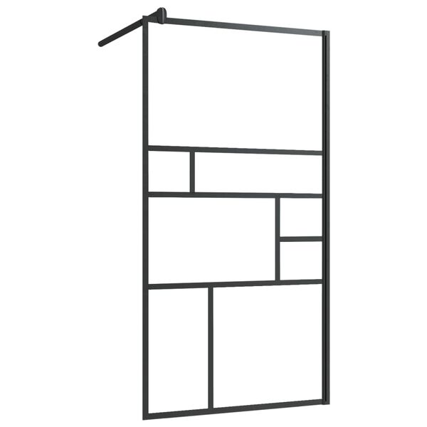 vidaXL Paroi de douche avec &eacute;tag&egrave;re Noir 115x195cm Verre ESG&Aluminium