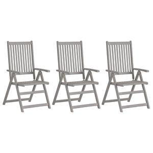 vidaXL Chaises inclinables de jardin lot de 3 Gris Bois solide acacia