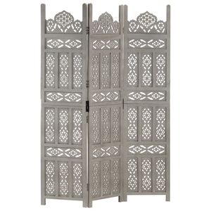 vidaXL Cloison de s&eacute;paration 3 panneaux Gris 120x165 cm Bois manguier