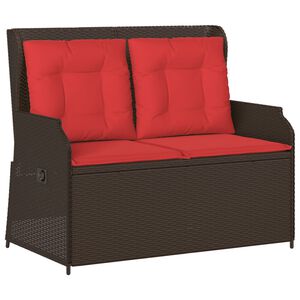 vidaXL Banc inclinable de jardin avec coussins marron résine tressée