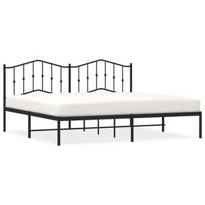 vidaXL Cadre de lit m&eacute;tal sans matelas avec t&ecirc;te de lit noir 193x203cm