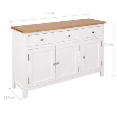 vidaXL Buffet 110x33,5x70 cm Bois de chêne massif