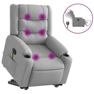 vidaXL Fauteuil inclinable de massage électrique gris clair tissu