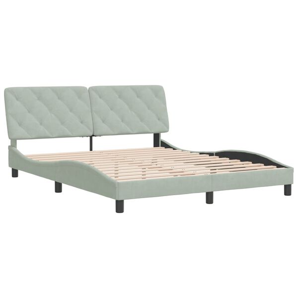 vidaXL Cadre de lit sans matelas gris clair 152x203 cm velours