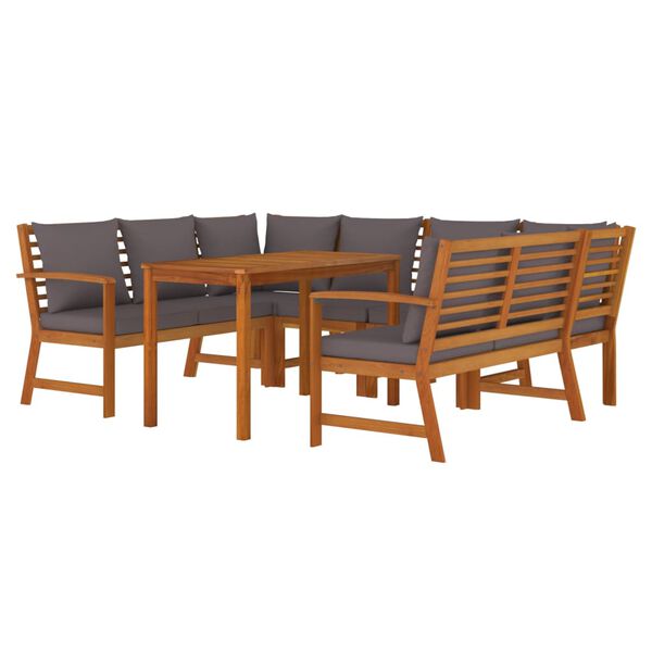 vidaXL Ensemble &agrave; manger de jardin coussins 7 pcs Bois acacia