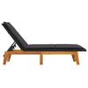 vidaXL Chaise longue avec table R&eacute;sine tress&eacute;e et bois massif d'acacia