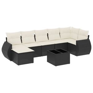 vidaXL Salon de jardin 8 pcs avec coussins noir r&eacute;sine tress&eacute;e