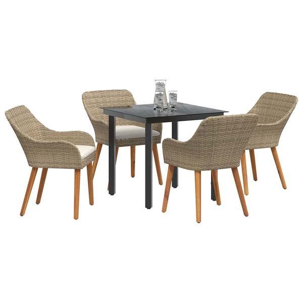 vidaXL Ensemble de salle à manger pour jardin 5 pcs Beige polyrotin