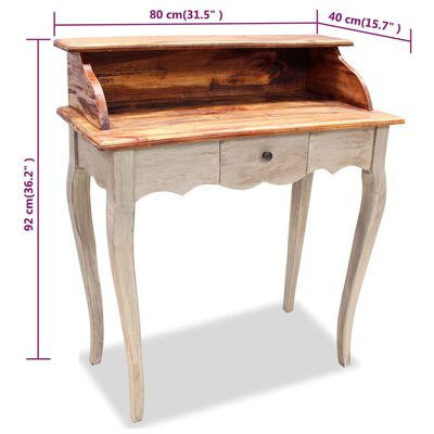 vidaXL Bureau Bois de récupération massif 80x40x92 cm