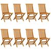 vidaXL Chaises de jardin et coussins blanc cr&egrave;me lot de 8 Teck massif