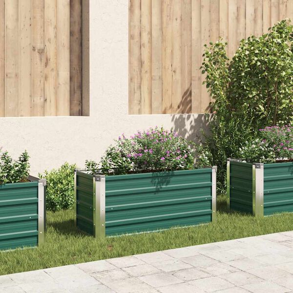 vidaXL Lit surélevé de jardin Acier galvanisé 100x40x45 cm Vert
