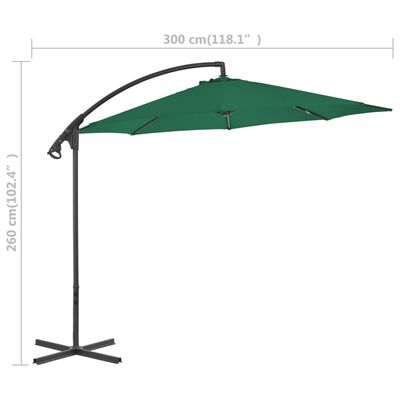 vidaXL Parasol de jardin en porte-à-feux avec mât en acier 300 cm Vert