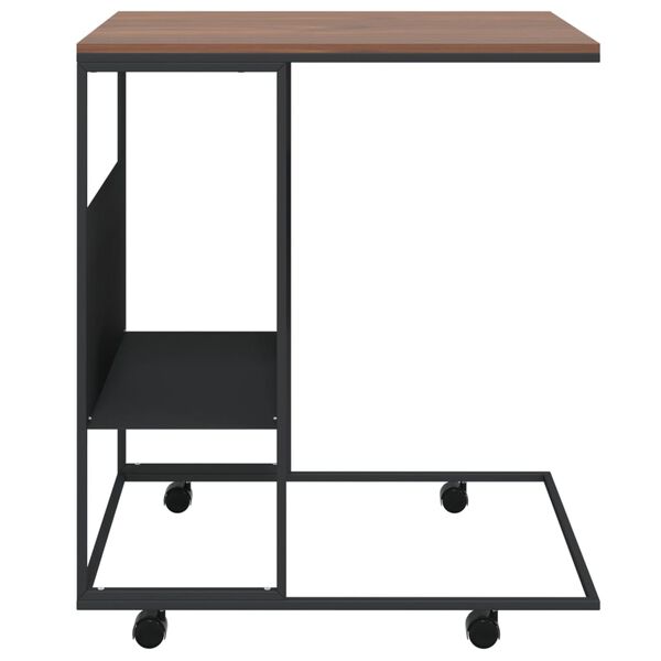 vidaXL Table d'appoint avec roues noir 55x36x63,5 cm bois d'ingénierie