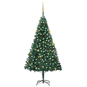 vidaXL Arbre de No&euml;l artificiel pr&eacute;-&eacute;clair&eacute; et boules vert 240 cm