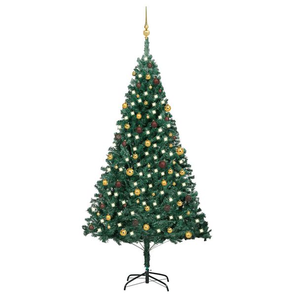 vidaXL Arbre de No&euml;l artificiel pr&eacute;-&eacute;clair&eacute; et boules vert 240 cm