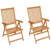 vidaXL Chaises de jardin lot de 2 et coussins rouge Bois teck massif