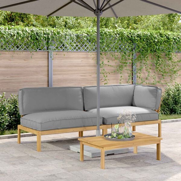 vidaXL Ensemble de Canap&eacute;s Uni 3 pcs Gris Bois d'Acacia Massif