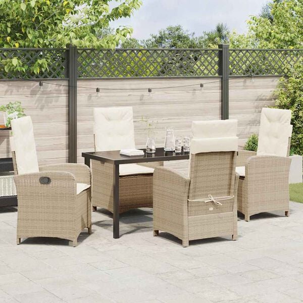 vidaXL Ensemble de salle &agrave; manger pour jardin 5 pcs Beige polyrotin