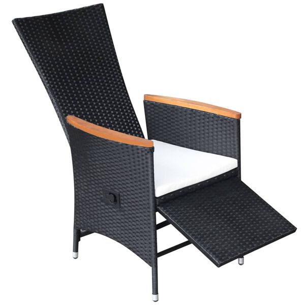 vidaXL Chaise inclinable de jardin 2pc et coussins R&eacute;sine tress&eacute;e Noir