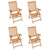 vidaXL Chaises de jardin lot de 4 avec coussins beige Bois teck solide