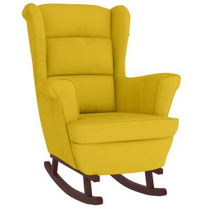 vidaXL Fauteuil à bascule à oreilles en velours jaune bois massif