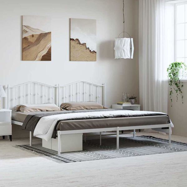 vidaXL Cadre de lit m&eacute;tal sans matelas et t&ecirc;te de lit blanc 183x213 cm