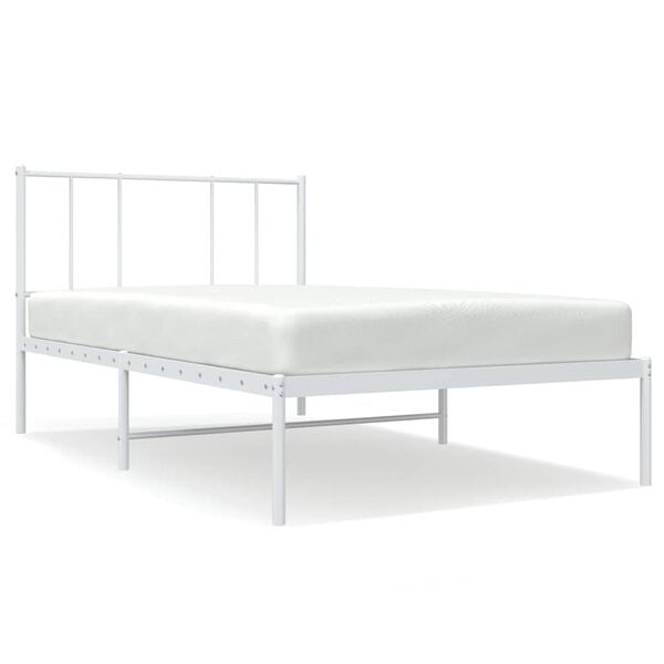 vidaXL Cadre de lit m&eacute;tal sans matelas et t&ecirc;te de lit blanc 100x200 cm