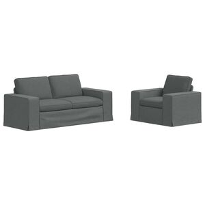 vidaXL Ensemble de Canap&eacute;s 2 pcs Gris fonc&eacute; 182 x 80 x 82 cm tissu