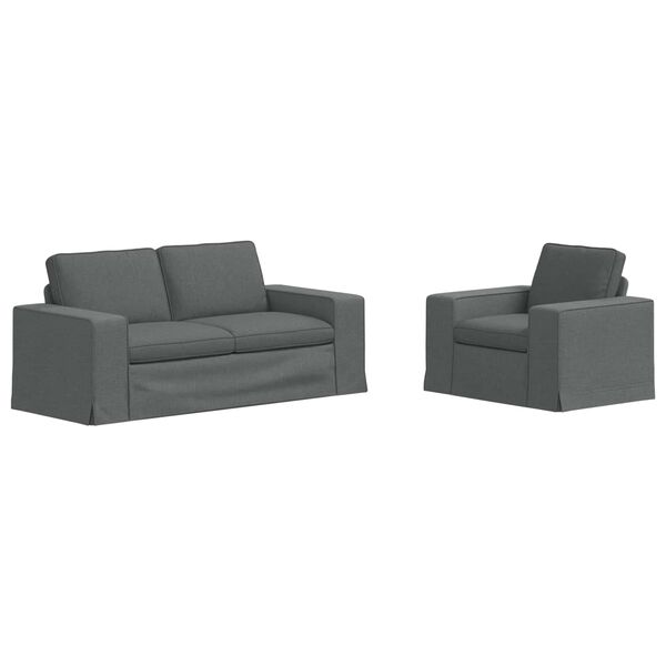 vidaXL Ensemble de Canap&eacute;s 2 pcs Gris fonc&eacute; 182 x 80 x 82 cm tissu