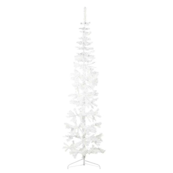 vidaXL Demi sapin de No&euml;l artificiel mince avec support Blanc 210 cm