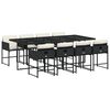 vidaXL Ensemble &agrave; manger de jardin 9pcs coussins noir r&eacute;sine tress&eacute;e