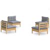 vidaXL Salon de jardin 4 pcs avec coussins gris Bois de pin