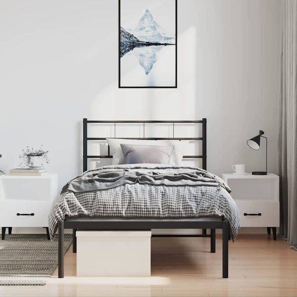 vidaXL Cadre de lit métal sans matelas avec tête de lit noir 100x200cm