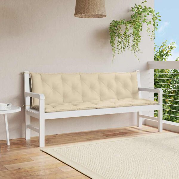 vidaXL Coussin de banc de jardin beige 180x(50+50)x7 cm tissu oxford