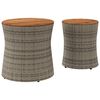 vidaXL Tables d'appoint de jardin 2 pcs dessus en bois gris poly rotin