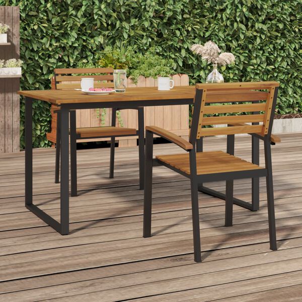 vidaXL Chaises de jardin empilables lot de 2 bois d'acacia et m&eacute;tal