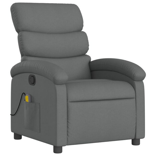vidaXL Fauteuil de massage inclinable gris fonc&eacute; tissu