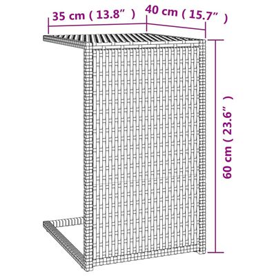 vidaXL Table en forme de C marron 40x35x60 cm résine tressée