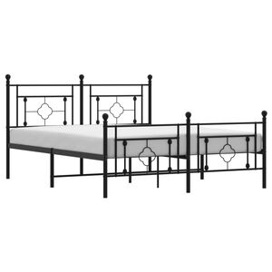 vidaXL Cadre de lit m&eacute;tal sans matelas avec pied de lit noir 150x200cm