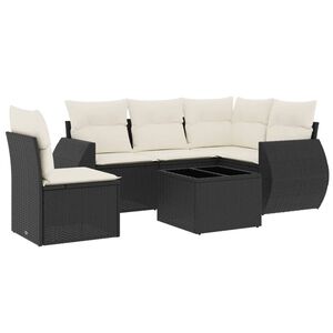 vidaXL Salon de jardin 6 pcs avec coussins noir r&eacute;sine tress&eacute;e