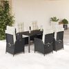 vidaXL Ensemble &agrave; manger de jardin coussins 7pcs Noir R&eacute;sine tress&eacute;e