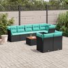 vidaXL Salon de jardin 9 pcs avec coussins noir r&eacute;sine tress&eacute;e