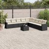 vidaXL Salon de jardin 10 pcs avec coussins noir r&eacute;sine tress&eacute;e