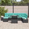 vidaXL Ensemble de canap&eacute; de jardin avec coussin 8 pcs Noir et bleu